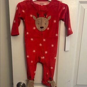 Carter's Red Reindeer Baby Footie sleep n play